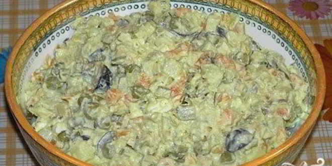 Рецепт салата оливье с капустой