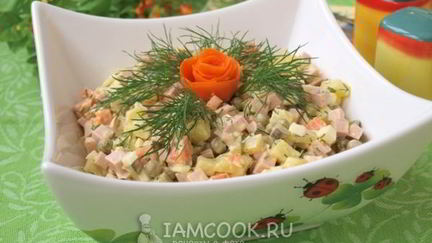 Рецепт Салата Оливье с колбасой