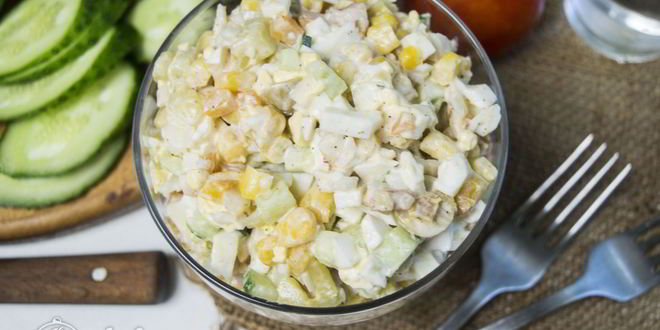 Рецепт салата оливье с креветками