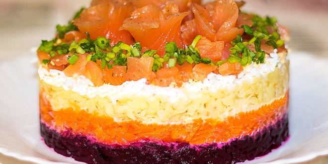 Рецепт салата лосось на шубе