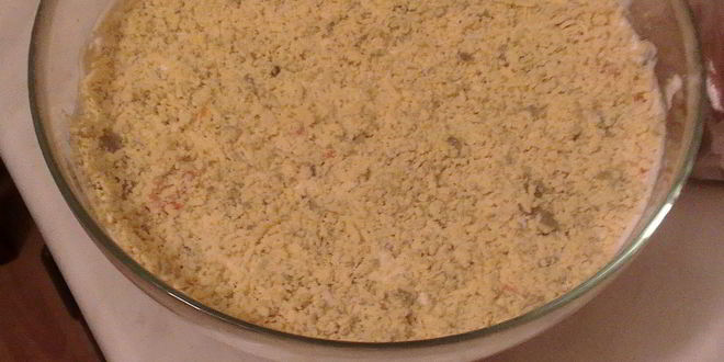 Рецепт мимозы с горбушей и картофелем