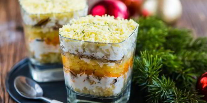 Рецепт мимозы в бокале