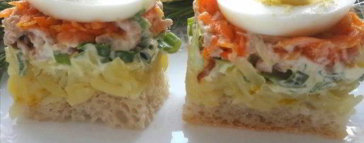 Шаг 6: салат-канапе мимоза с тунцом