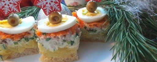 Шаг 7: салат-канапе мимоза с тунцом