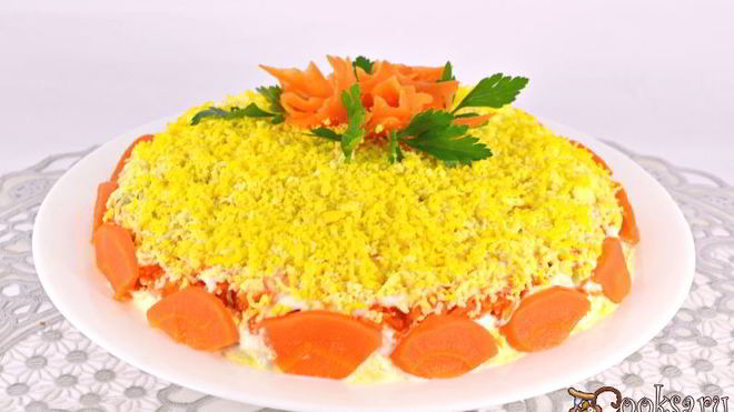 Рецепт Салата Мимоза с картофелем и твердым сыром