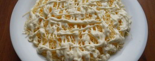 Шаг 2: салата мимоза с картофелем и твердым сыром