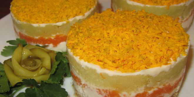 Рецепт салата мимоза с картошкой и сыром