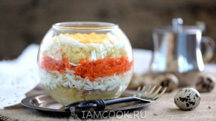 Рецепт Салата Мимоза с печенью трески