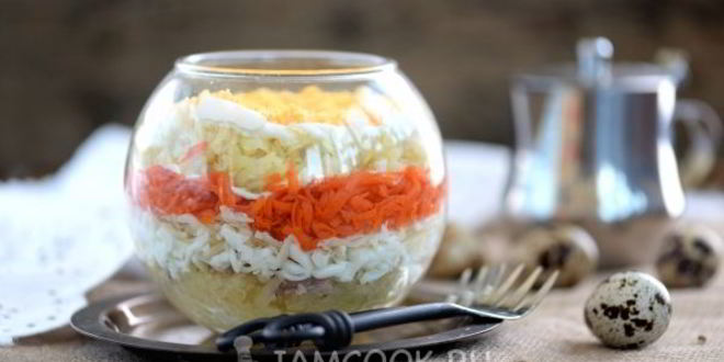 Рецепт салата мимоза с печенью трески