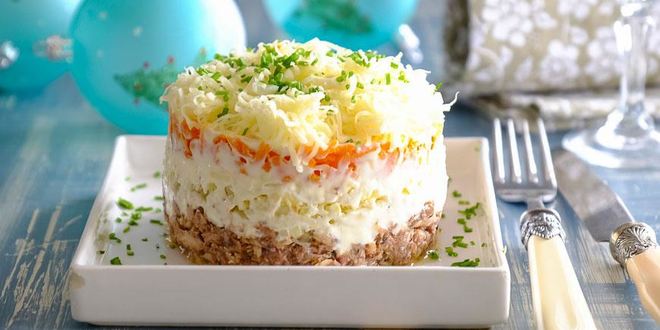 Рецепт салата мимоза с сайрой