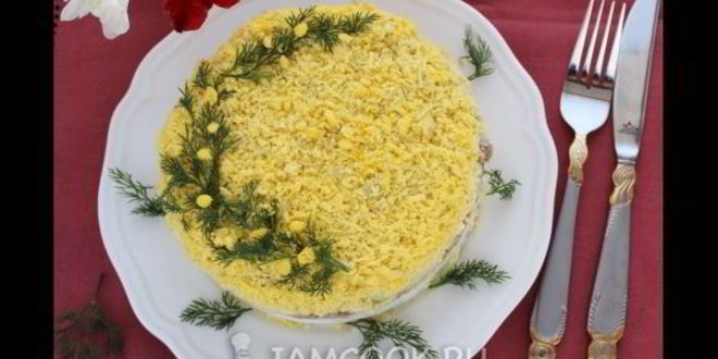 Рецепт салата мимоза с сыром и сливочным маслом