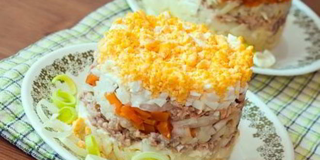 Рецепт салата мимоза с яблоком