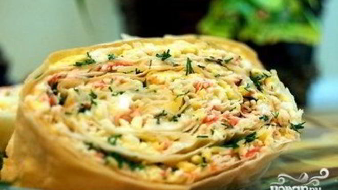 Рецепт Салата Мимоза в лаваше