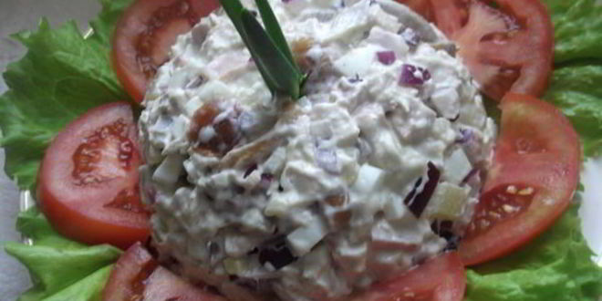 Рецепт салата мужского каприз с ветчиной