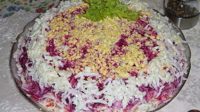 Рецепт Классического салата селедка под шубой