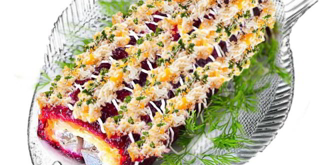 Рецепт рулета сельдь под шубой с маринованным луком