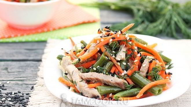 Рецепт Салата с фасолью и корейской морковью