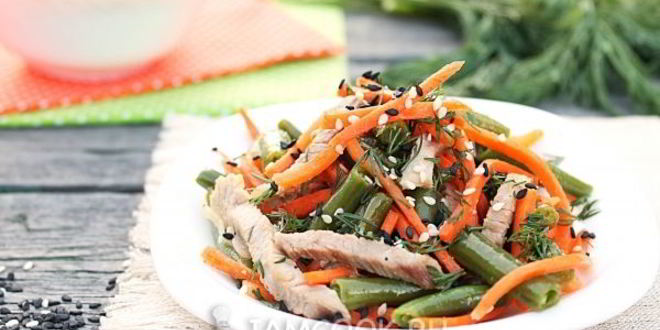 Рецепт салата с фасолью и корейской морковью