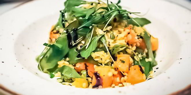 Рецепт салата с печеной тыквой и булгуром