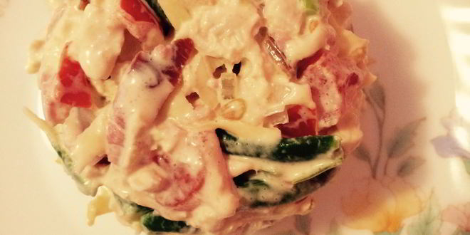 Рецепт салата с ветчиной и стручковой фасолью