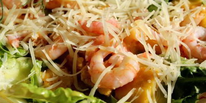 Рецепт салата цезарь с креветками без майонеза