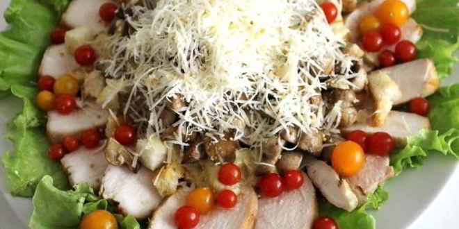 Рецепт салата цезарь с курицей и грибами