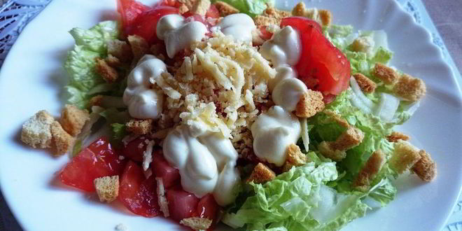 Рецепт вегетарианского салата цезарь