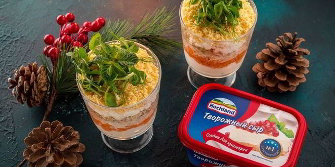 Рецепт слоеного рыбного салата нежность