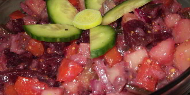 Рецепт салата с сельдью под соусом винегрет