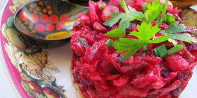 Рецепт салата с сельдью под соусом винегрет