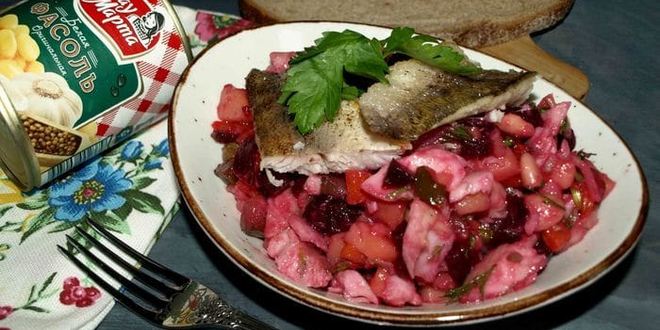 Рецепт старорусского винегрета с судаком