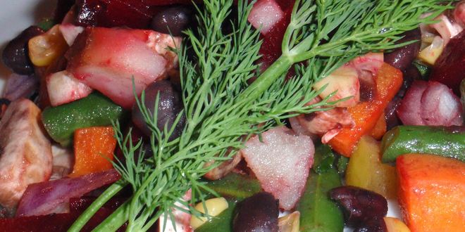 Рецепт винегрета с фасолью и кукурузой