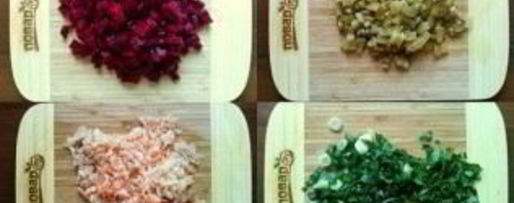 Шаг 3: винегрета в тарталетках