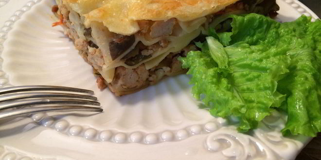 Рецепт мясной лазанья с бешамель и болонезе с баклажаном