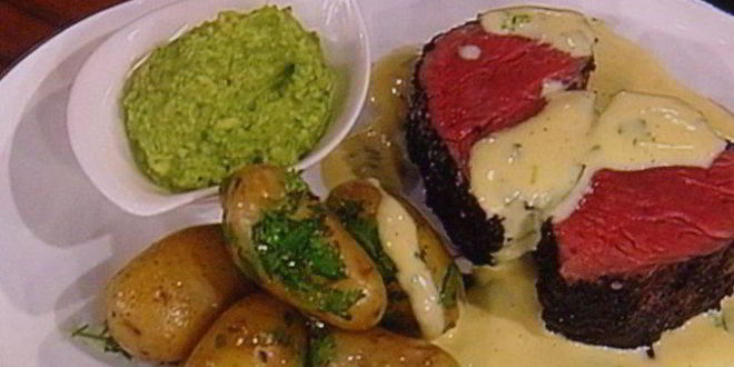 Рецепт филе говядины со спаржевым песто под соусом b arnaise
