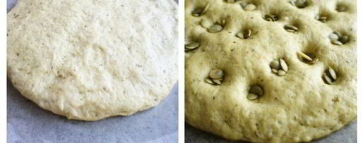 Шаг 4: фокаччи с соусом песто и тыквенными семечками