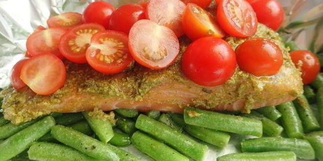 Рецепт лосося с соусом песто