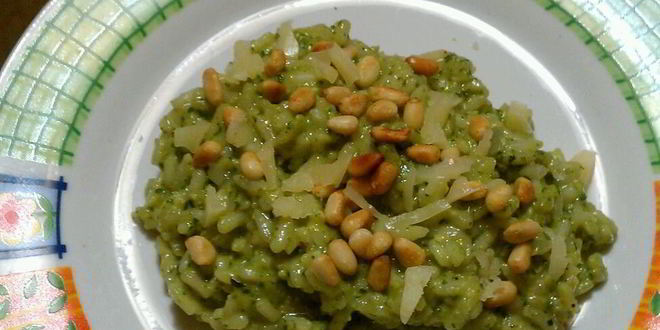 Рецепт ризотто с соусом песто и кедровыми орешками