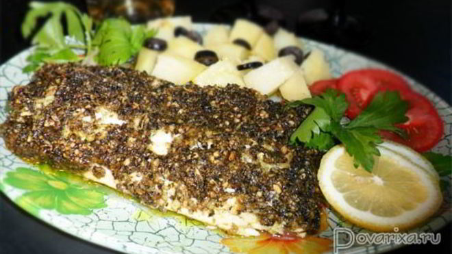 Рецепт Рыбы, запеченной под соусом Песто