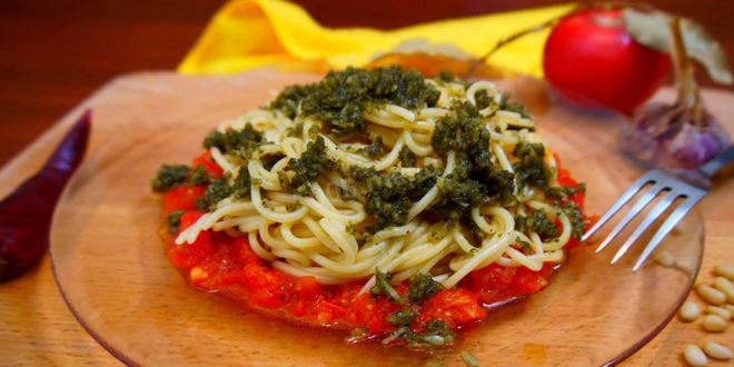 Рецепт спагетти с соусом песто аппетитно и быстро