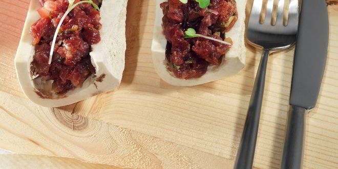 Рецепт тартара из говядины с тройной картошкой