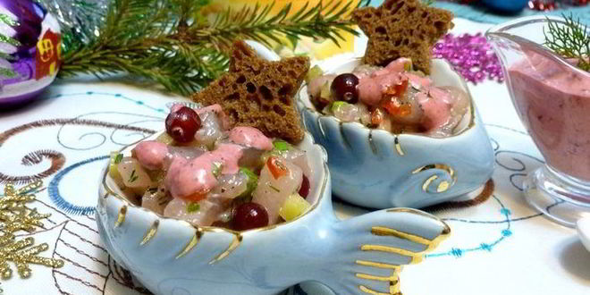 Рецепт тартара из муксуна с брусничным соусом