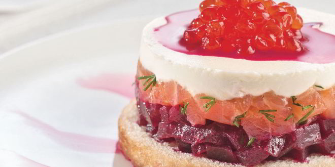 Рецепт тартара из свеклы и форели с красной икрой