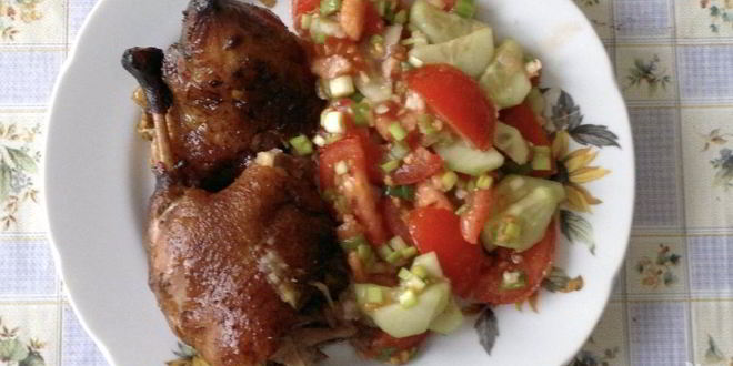 Рецепт утки в соусе ткемали с медом