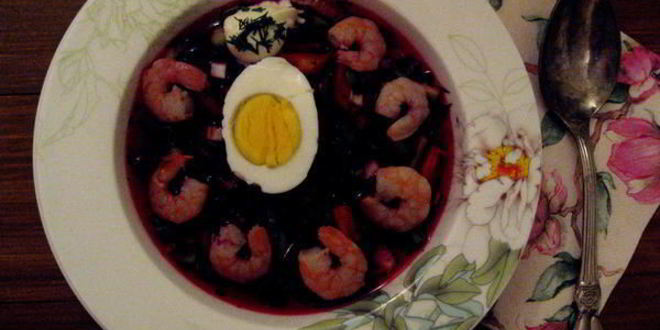 Рецепт борща холодного с креветками