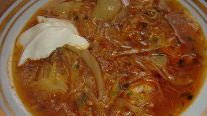 Рецепт Борща на курином бульоне без свеклы