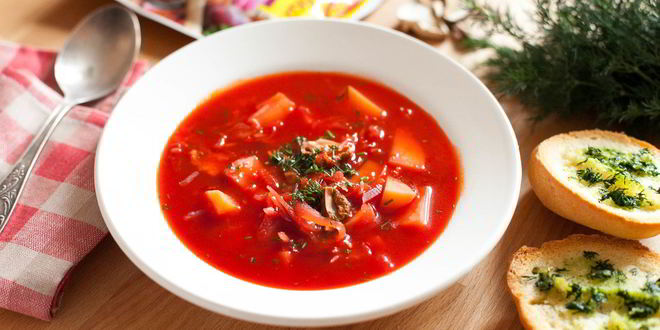 Рецепт борща с белыми грибами