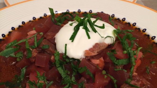 Рецепт Борща с курицей, говядиной и языком по-домашнему