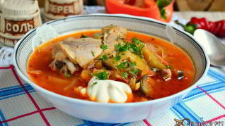 Рецепт Борща с курицей и баклажанами