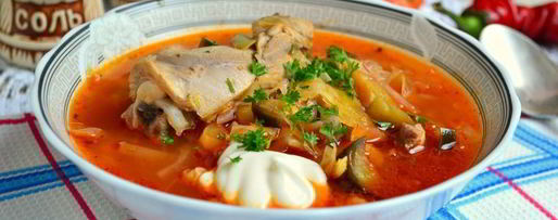Шаг 9: борща с курицей и баклажанами
